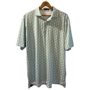 Men's Polo BEER Print Golf Shirt - Turtleson Button Collar Shirt - Size Large